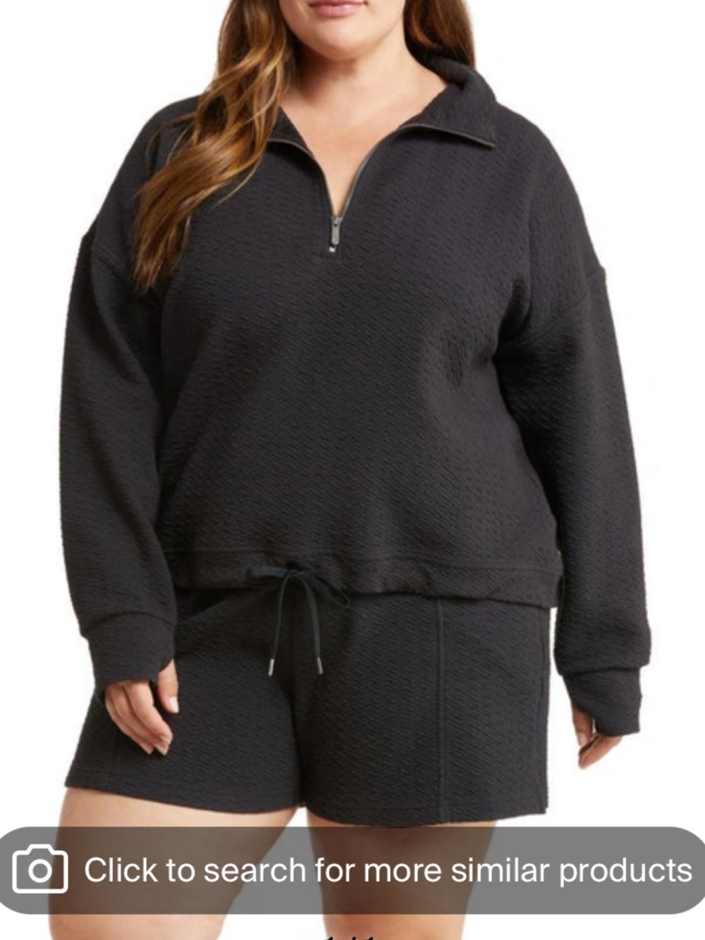 Zella Black Women's 2pc set Half-Zip Pullover and matching shorts